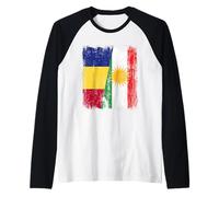 Maglia curda rumena con Mezza Bandiera del Kurdistan della Romania Maglia con Maniche Raglan