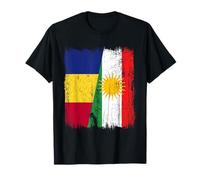Maglia curda rumena con Mezza Bandiera del Kurdistan della Romania Maglietta