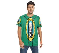 Maglia da baseball da uomo a maniche corte da uomo e donna, design personalizzato disponibile per casa/esterni/viaggi, Bandiera dello Stato di Washington, L