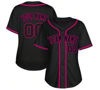 Maglia da baseball personalizzabile da donna - Maglia nera a scollo a V con stampa, top sportivo con nome e numero personalizzati, lavabile in lavatrice, taglie dalla S alla 2XL, per il tempo libero a