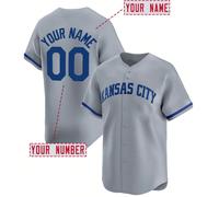 Maglia da baseball personalizzata con nome e numero, ricamata, a scollo a V grigia, Kansas City, camicia a maniche corte con bottoni, personalizzata, per feste, allenamenti, sport, taglie S-XXL L,M,S,