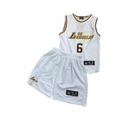 Maglia da basket 2 pezzi, da basket senza maniche, maglietta + pantaloncini, tute da pallacanestro bambino dai 4 ai 14 anni, Bianco 101, 4XS