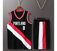 Maglia da Basket da Uomo Set Top+P antaloncini,D amian Lillard # 0,New Jersey Senza Maniche Sports Jersey T Shirt Fans Camicie,Nero,4XL