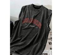 Maglia da basket vintage lavata con scollo rotondo, taglia comoda, stile sportivo all'aperto - Stile basket - Los Angeles 1XL,2XL,3XL,4XL,5XL,6XLLettereTessuto in maglia