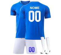 Maglia da Calcio Bambino 2024/2025 -Maglie Calcio Personalizzabile con Nome e Numero a Scelta,Completo da Calcio casa/visitatore con Pantaloncini e Calzini Regali di Calcio Maglia Nazionale 01