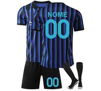 Maglia da Calcio Bambino Personalizzata 2024/2025 - Completo con Nome e Numero - Kit Casa/Trasferta con Pantaloncini e Calzettoni - Regalo per Ragazzi Ragazze Maglia Calcio Bambino Personalizzata B00