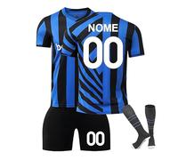 Maglia da Calcio Bambino Personalizzata 2024/2025 - Completo con Nome e Numero - Kit Casa/Trasferta con Pantaloncini e Calzettoni - Regalo per Ragazzi Ragazze Maglia Calcio Bambino Personalizzata B01