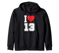 Maglia da Calcio con Scritta «I Love 13» per 13° Compleanno Felpa con Cappuccio