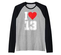 Maglia da Calcio con Scritta «I Love 13» per 13° Compleanno Maglia con Maniche Raglan