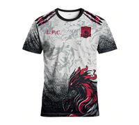 Maglia da calcio da uomo e da ragazzo dell'Inghilterra, girocollo, top sportivo comodo con stampe di uccello di fuoco e fenice, bianco, primavera/autunno L,M,S,XL,XXLTessuto in maglia