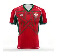 Maglia da calcio da uomo e ragazzi del Marocco, design a stella esagonale con scollo a V, top comodo, adatto per partite, uso quotidiano, regali sportivi L,M,S,XL,XXLTessuto in maglia