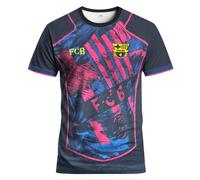 Maglia da calcio da uomo taglia oversize del Barcellona e maglietta girocollo grafica per ragazzi del Barcellona, con stampa a motivo della città di Barcellona. Ideale per guardare le partite spagnole