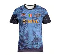 Maglia da calcio della nazionale italiana di Napoli e maglietta girocollo da uomo e ragazzo, decorata con motivi a tema Ognissanti e stile italiano. Adatta per guardare le partite dell'Italia, allenam