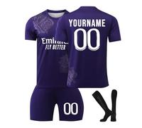 Maglia da Calcio Madrid Personalizzata per Bambini/Adulti con Nome e Numero, Maglia Calcio Home/Away, Pantaloncini Calzettoni Set Tuta da Allenamento per Ragazzi/Uomini