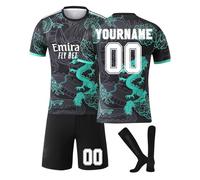 Maglia da Calcio Madrid Personalizzata per Bambini/Adulti con Nome e Numero, Maglia Calcio Home/Away, Pantaloncini Calzettoni Set Tuta da Allenamento per Ragazzi/Uomini