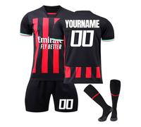 Maglia da Calcio Milan Personalizzata per Bambini/Adulti con Nome e Numero, Maglia Calcio Home/Away, Pantaloncini Calzettoni Set Tuta da Allenamento per Ragazzi/Uomini