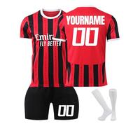 Maglia da Calcio Milan Personalizzata per Bambini/Adulti con Nome e Numero, Maglia Calcio Home/Away, Pantaloncini Calzettoni Set Tuta da Allenamento per Ragazzi/Uomini