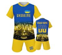 Maglia da calcio per bambini, personalizzata, per ragazzi e ragazze, con il proprio nome, numero, maglietta da calcio, Ucraina, 3 Anni