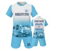 Maglia da calcio per bambini, personalizzata, per ragazzi e ragazze, con il proprio nome, numero, maglietta da calcio, Argentina, 3 anni