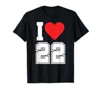 Maglia da Calcio per Tifosi Sportivi con Scritta «I Love 22», Numero 22 Maglietta