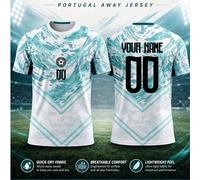 Maglia da calcio personalizzabile 2026 Portogallo con texture d'acqua astratta moderna, design alla moda con motivo marmorizzato sfumato, personalizzabile con nome, numero e logo della squadra, divisa