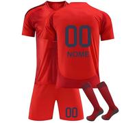 Maglia da Calcio Personalizzabili per Bambini 2024/25 - Kit da Partita Completo (Maglia + Pantaloncini + Calzettoni) - Set Regalo Calcio Personalizzabile per Bambini e Bambine A02