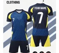 Maglia da calcio personalizzata Al-Hilal, set uniforme da calcio per giovani Away #7, top in poliestere con girocollo e pantaloncini per l'allenamento sportivo dei ragazzi 8Y,9Y,10Y,11Y,12YTessuto in 