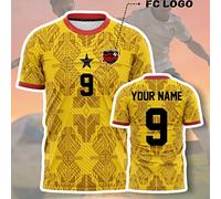 Maglia da calcio personalizzata della nazionale del Ghana Away - Nome e numero personalizzati, design con stella d'oro, tessuto morbido e confortevole, Coppa d'Africa, abbigliamento sportivo personali