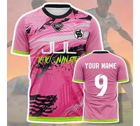 Maglia da calcio personalizzata per adulti JUL rosa | Personalizzabile con nome e numero | Abbigliamento della cultura hip hop | Adatta per partite sul campo e streetwear | Maglia da calcio completame