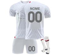 Maglia da Calcio Personalizzata per Bambini 24/25 - Kit Completo casa/Trasferta con Nome e Numero - Maglia da Calcio per Bambini (Maglia + Pantaloncini + Calzettoni) A05