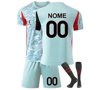 Maglia da Calcio Personalizzata per Bambini 24/25 - Kit Completo casa/Trasferta con Nome e Numero - Maglia da Calcio per Bambini (Maglia + Pantaloncini + Calzettoni) A07