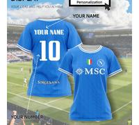 Maglia da calcio personalizzata per donna della stagione 2526 di Napoli - Nome e numero personalizzati - Vestibilità compressiva traspirante per prestazioni al massimo - Abbigliamento sportivo da tifo