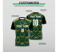 Maglia da calcio personalizzata per la Coppa del Mondo 2026 della Giamaica, in tessuto verde. Divisa da squadra personalizzata, è anche molto divertente! Sport estivi L,M,S,XL,XS,XXLTessuto in maglia