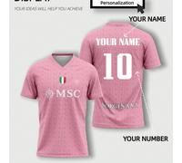 Maglia da calcio personalizzata rosa Napoli - Nome e numero personalizzati - Design aderente e traspirante per aiutarti a rendere al meglio - Abbigliamento sportivo da tifoso, ottimo regalo per Ogniss
