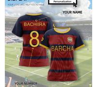Maglia da calcio personalizzata stile BLUE LOCK: completamente personalizzata con il tuo nome, numero e informazioni della squadra - design a righe rosso e blu audace per sport estivi L,M,S,XL,XS,XXL,