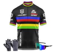 Maglia da Ciclismo a Maniche Corte da Uomo, Jersey Men T-Shirt Uomo，Kit da Ciclismo，Occhiali da ciclismo, Guanti,Traspirante Leggero Estiva Abbigliamento per MTB Bici (TYP-2,S)