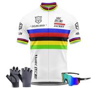 Maglia da Ciclismo a Maniche Corte da Uomo, Jersey Men T-Shirt Uomo，Kit da Ciclismo，Occhiali da ciclismo, Guanti,Traspirante Leggero Estiva Abbigliamento per MTB Bici (TYP-1,M)