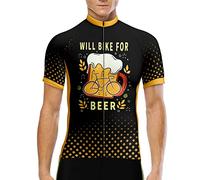 Maglia da ciclismo da uomo, a maniche corte, in jersey, per Oktoberfest, per feste di birra, abbigliamento sportivo, per bici da corsa, ciclismo, mountain bike, da ciclismo, A giallo, XXXXL