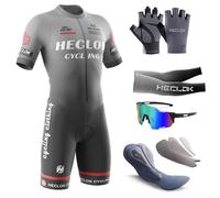 Maglia da ciclismo da uomo manica corta Estivo Set，Body Ciclismo Uomo，tuta monopezzo Imbottitura premium specifica per la competizione imbottito pantaloncini，Tuta da Triathlon (TYP-7,XL)