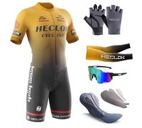 Maglia da ciclismo da uomo manica corta Estivo Set，Body Ciclismo Uomo，tuta monopezzo Imbottitura premium specifica per la competizione imbottito pantaloncini，Tuta da Triathlon (TYP-10,M)