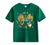 Maglia da donna a maniche corte, casual, per bambine e ragazzi, 100 giorni di scuola, opening 100 giorni Anniversary Personality Loose Short Sleeved Personized Boy 1 anno, verde, 12-13 Jahre