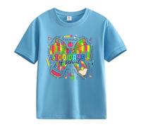 Maglia da donna a maniche corte, casual, per bambine e ragazzi, 100 giorni di scuola, opening 100 giorni Anniversary Personality Loose Short Sleeved Personized Boy 1 anno, Celeste., 3-4 Jahre