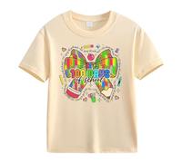 Maglia da donna a maniche corte, casual, per bambine e ragazzi, 100 giorni di scuola, opening 100 giorni Anniversary Personality Loose Short Sleeved Personized Boy 1 anno, beige., 12-13 Jahre