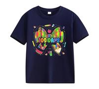 Maglia da donna a maniche corte, casual, per bambine e ragazzi, 100 giorni di scuola, opening 100 giorni Anniversary Personality Loose Short Sleeved Personized Boy 1 anno, Blu marino, 12-13 Jahre