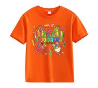 Maglia da donna a maniche corte, casual, per bambine e ragazzi, 100 giorni di scuola, opening 100 giorni Anniversary Personality Loose Short Sleeved Personized Boy 1 anno, Colore: arancione., 6-7