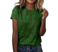 Maglia da donna casual, alla moda, stampata con scollo rotondo, maniche corte, per San Pa Day Top Nero Sexy, giallo., L