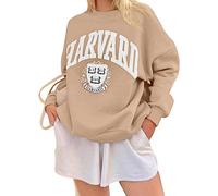 Maglia da Donna con Stampa di Lettere di Harvard Super David Abiti Gram Girocollo a Manica Lunga Casual Pullover Larga da Cento Top Felpa a Maniche Lunghe (Albicocca,M)
