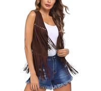 Maglia da donna in pile caldo, di media lunghezza, cardigan, per allenamento al chiuso e all'aperto, maglietta termica, regalo di Natale, Marrone, S