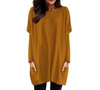 Maglia da donna invernale comoda girocollo a maniche lunghe maglietta a maniche lunghe con stampa a sbuffo, Colore: arancione., M