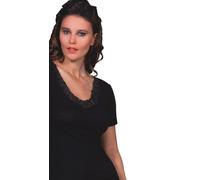 Maglia da donna lana e seta manica corta con pizzo EGI